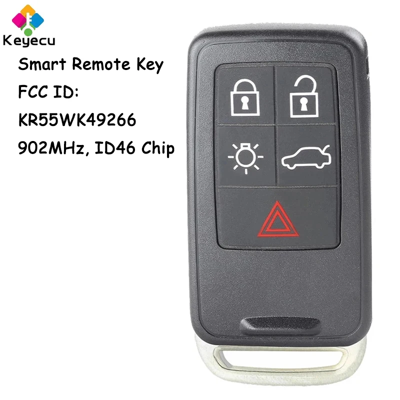 

KEYECU Smart Remote Control Key With 5 Buttons 902MHz ID46 Chip Fob for Volvo XC60 S60 S80 V70 V40 V60 S80 XC70 Fob KR55WK49266