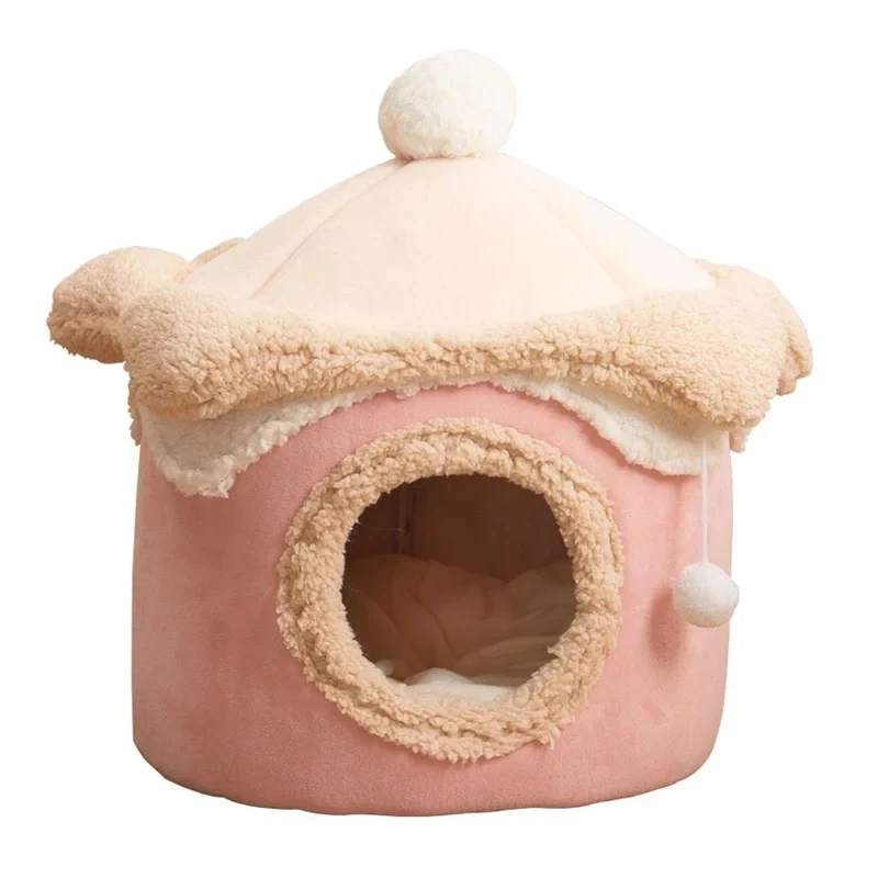 

Warm Winter Cat Dog House Deep Sleep Pet Nest Geometric Ice Cream House Fun Comfort Nest for Small Medium Cat Dogs Pet Supplies