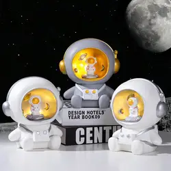 Tirelire d'astronaute en résine avec veilleuse, cadeau créatif de décoration pour enfants 