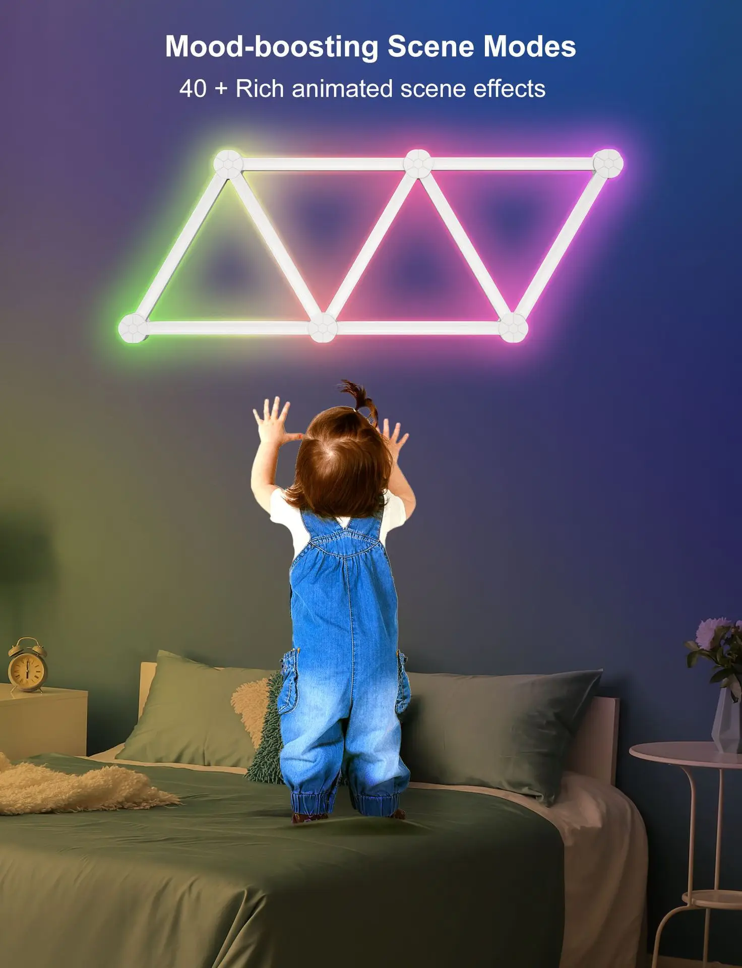 Smart WiFi RGBIC Splicing Wall Light Home Wall DIY Decorative Ambiance Night Light APP Control Dimmable for Game Room BedroomTV