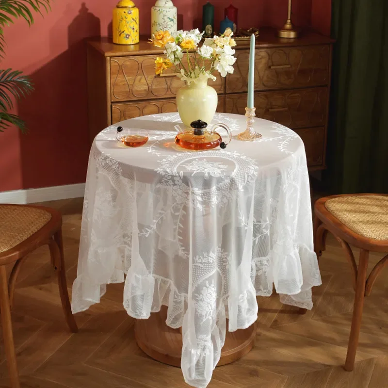 

Скатерть кружевная белая, скатерть декоративная с оборками на краях в европейском стиле, для свадьбы