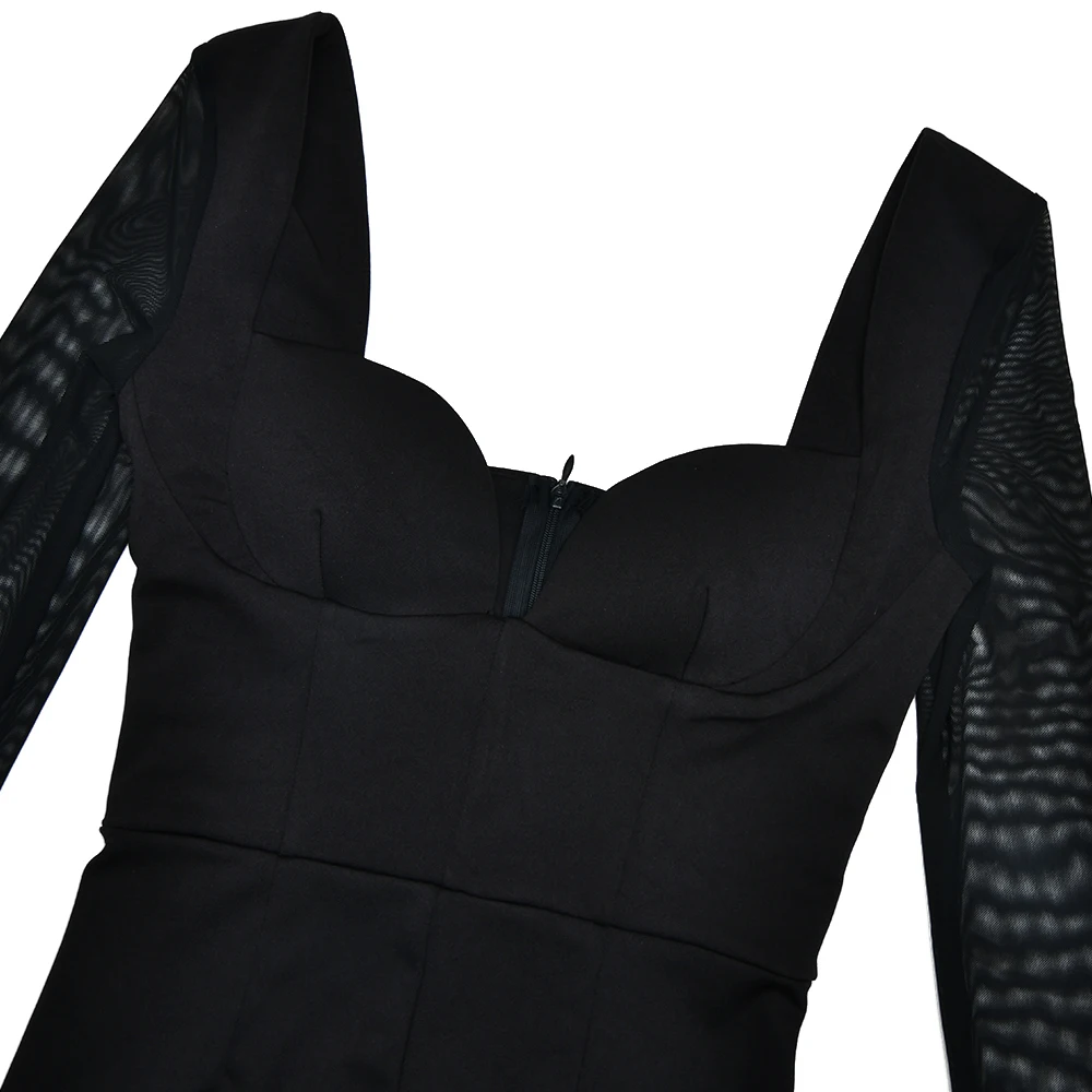 JULISSA MO Sexy Deep V-neck Zipper Women Dress Black Backless Long Sleeve Dress Female Winter Skinny Elegant Party Clubwear 2025