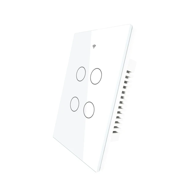 MOES Smart Glass Panel Switch Smart Life/Tuya App Multi-Control Association, Voice Control with Alexa,Google Home,1/2/3/4 Gang 4 Gang White