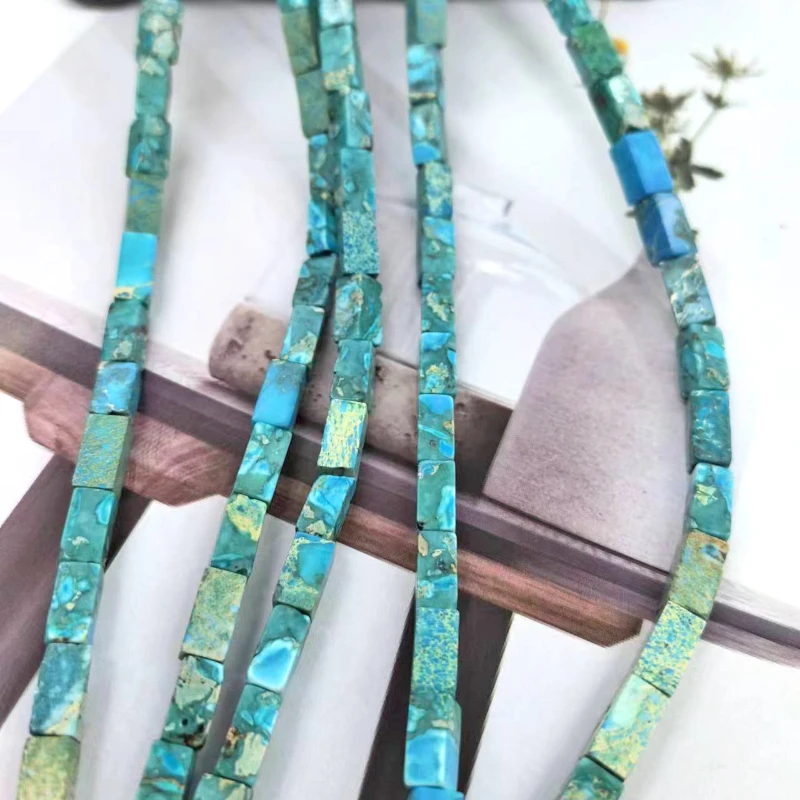 

New Natural Emperor Pine Light Blue Square Tube Loose Beads DIY Bracelet Necklace Sweater Chain Jewelry Accessories Wholesale