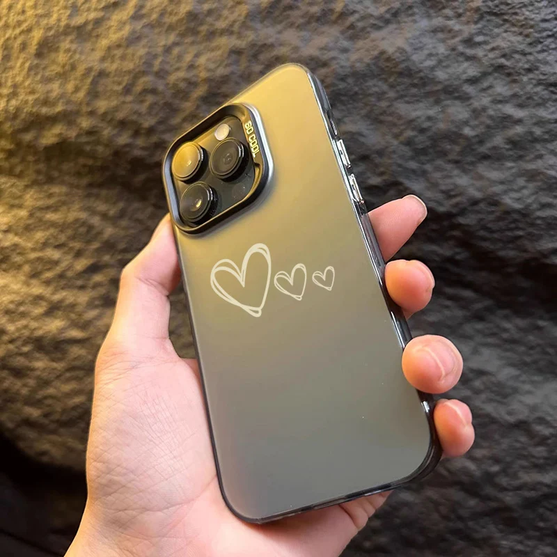 Heart Pattern Shockproof Matte TPU Phone Case - Durable Hard Cover Design