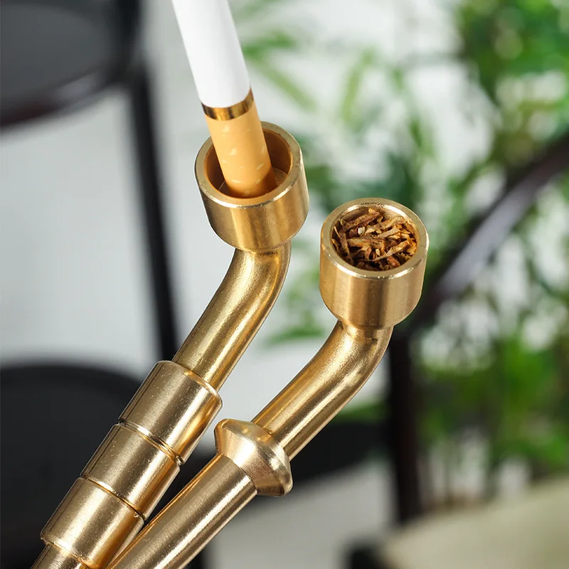 Brass Tobacco Pipe With Metal Filter Classic Smoking Pipe Gift for Men 2