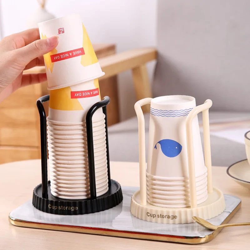 Disposable Cup Storage Rack Double Cup Rack Water Tea Dispenser With Long Stick Mug Display Home Storage