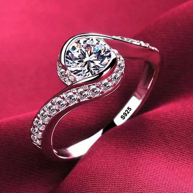 Real 100% Certified 925 Sterling Silver Rings High Quality Sparkling Zirconia Diamant Wedding Band Rings for Women Fine Jewelry