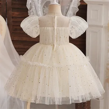 Children Luxury Party Formal Dress Toddler Kids Ruffle Sequin Princess Evening Dress Baby Girls Pageant Gown Wedding Tulle Dress 2