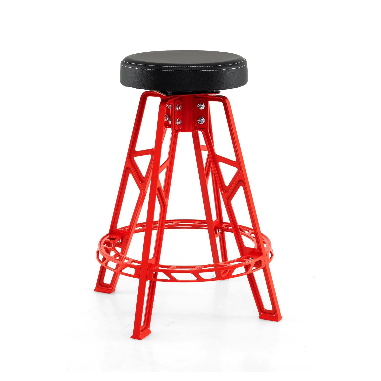 Hoher Mechanikerhocker, robuster Garagen-Barstuhl aus Aluminium mit 360° ° Drehsitz, hoher, gepolsterter Werkstatt-Barhocker