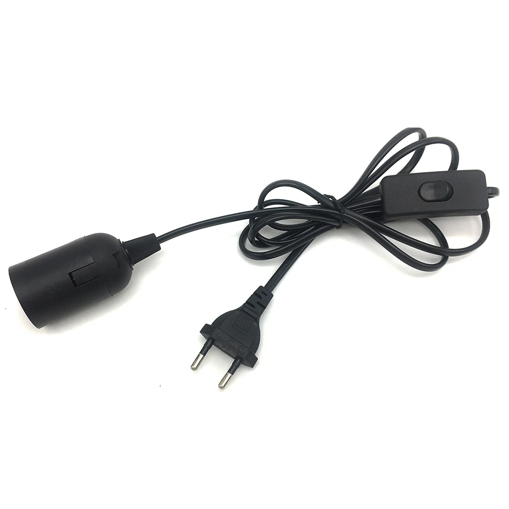 E27 Lamp Base Holder EU Plug With On/Off Switch Extension Cord for Hanging Lamp LED Bulbs Socket