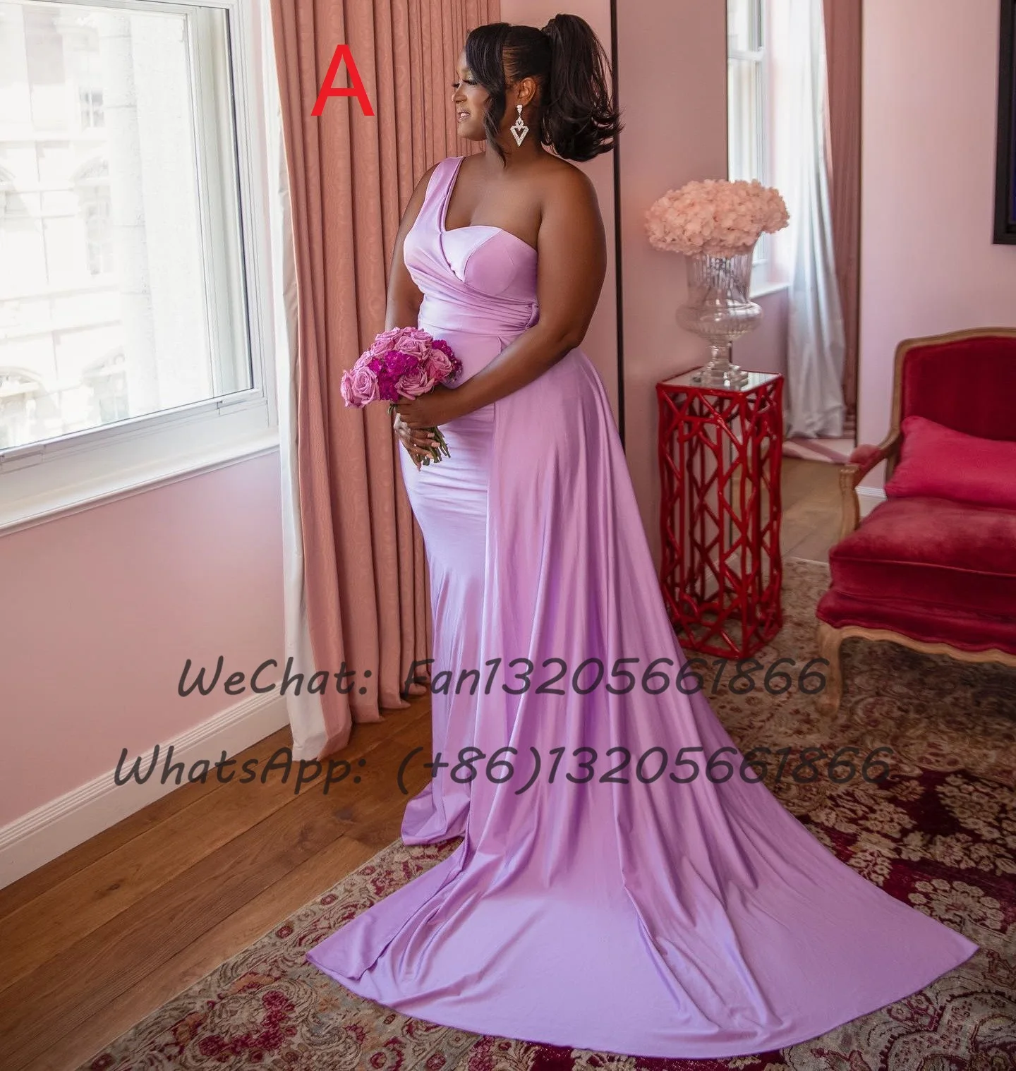 Lavender One Shoulder Bridesmaid Dresses Cheap Long Mermaid Streamer Wedding Party Dress For African Women Maid Of Honor