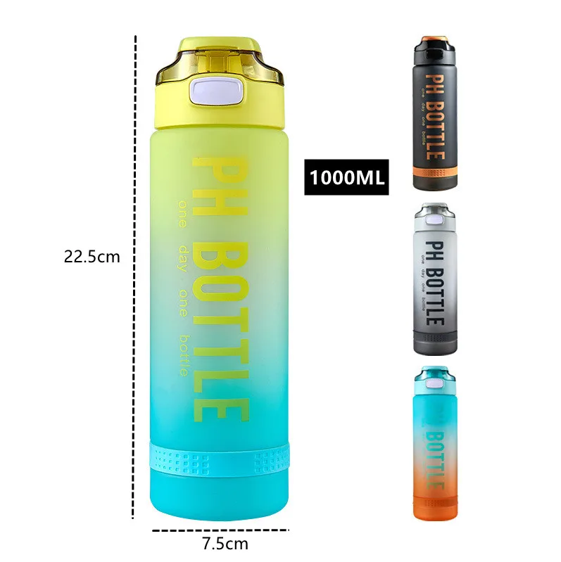1000ml Large Capacity Sports Fitness Graduated Straw Cup Portable Outdoor Travel Water Bottle