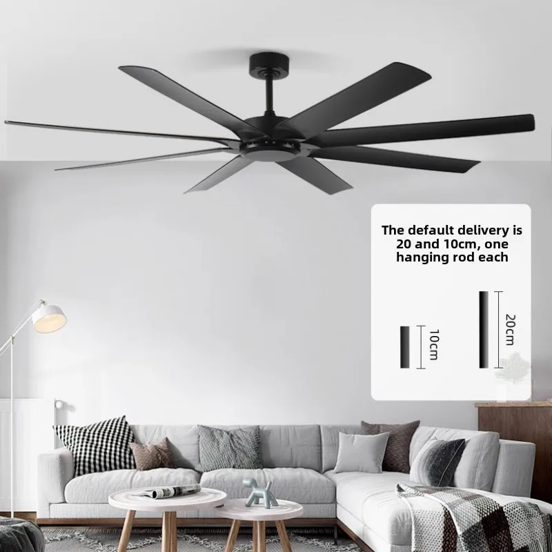 72 Inch Ceiling Fan Large Black Ceiling Fan with LED Light Remote Quiet DC Motor 6 Speeds for Patio Garage Shop