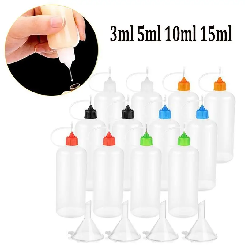 20/10/5pcs 5/10/20ml Plastic Squeezable Tip Applicator Bottle