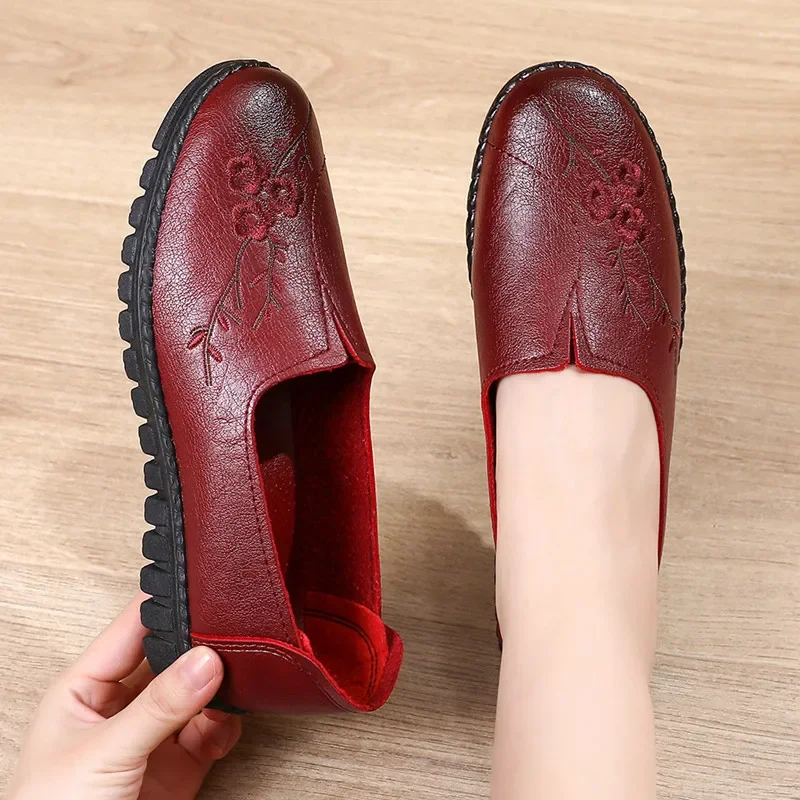 Elegant Women's Flats Shoes Leather Women Loafers Fashion Soft Bottom Ballet Flats Women Shoes Loafers Zapatos De Mujer