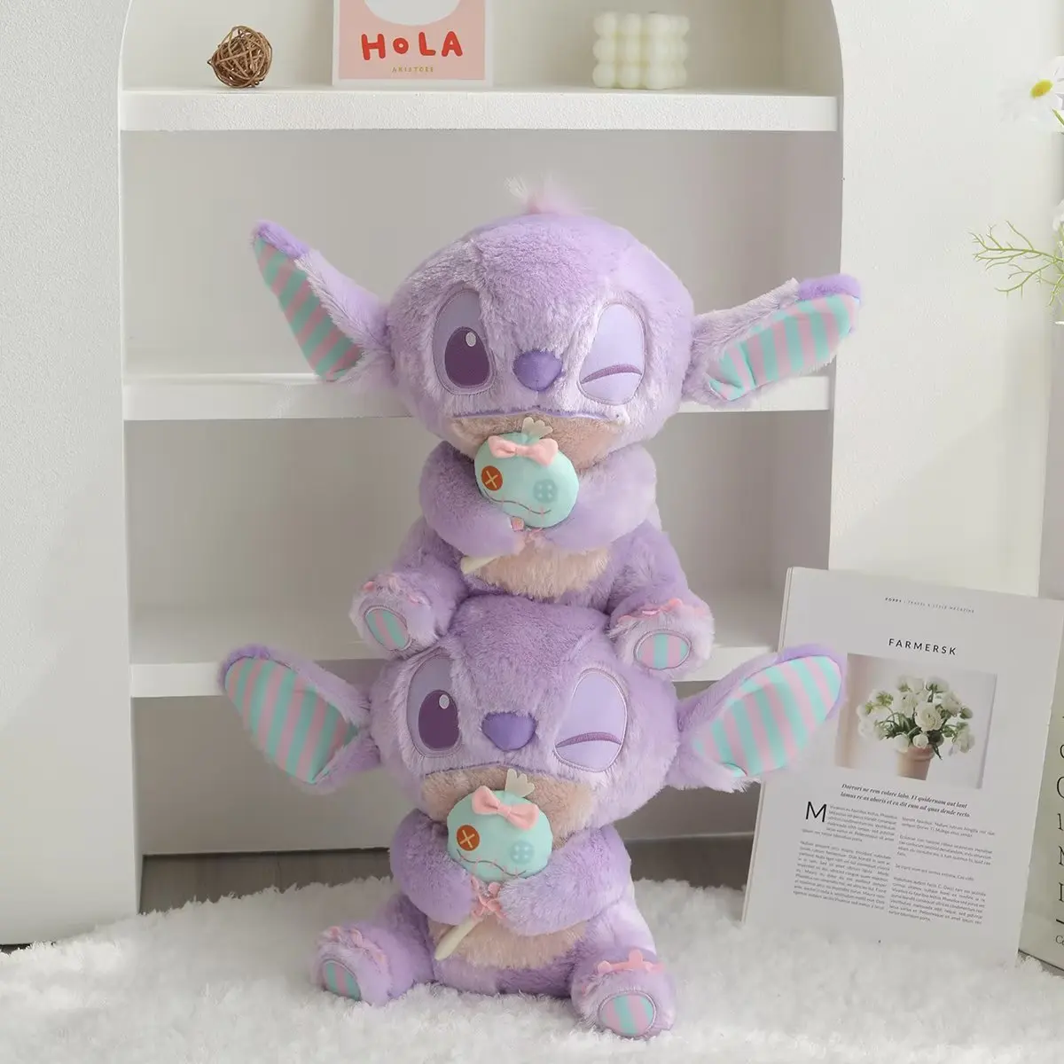 New Hot Toys Cute Purple Stitch Plush Toy 25cm Plush Ins Large-capacity  Girls Portable Bag Pendant Play Slung Dual-use Bag Decor - AliExpress