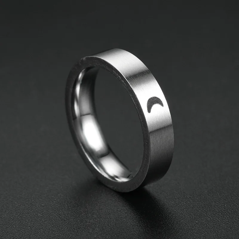 6mm Titanium Steel Couple Ring For Men Women Sun & Moon Fashion Jewelry Lover Gift Wedding Engagement Promise Ring Wholesale 5