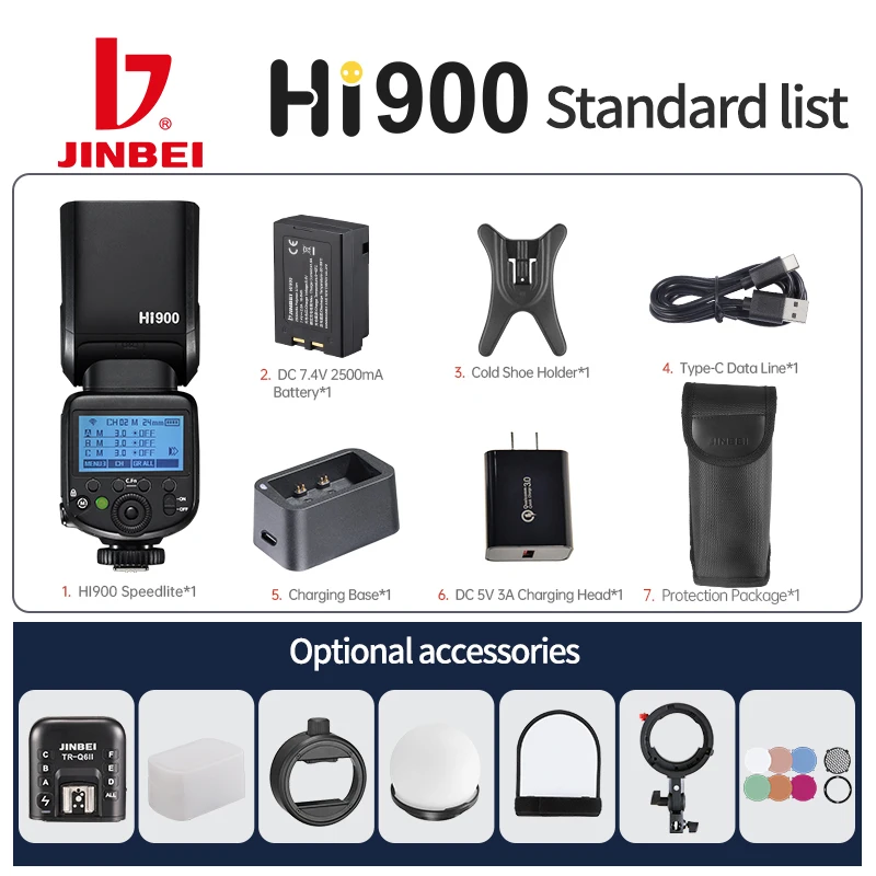 JINBEI HI900 TTL HSS Speedlite Camera Flash Speedlight Universal Hot Shoe for Canon Sony Nikon Fuji Olympus Cameras 6