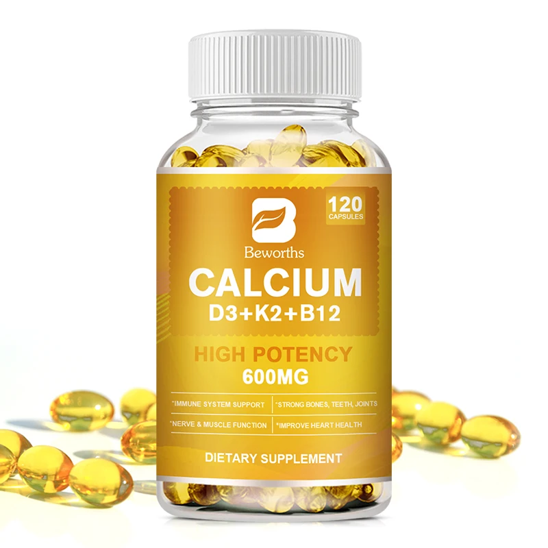 BEWORTHS Calcium Capsule Plus 1000 IU Vitamin D3& K2& B12 Vitamins for
