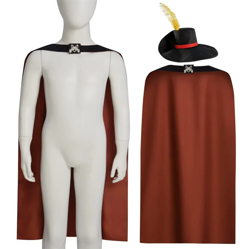 2024 New Cosdaddy Adult Kids Puss In Boots Costume Cosplay Mantello Cappello Abiti Halloween Carnival Suit For Men Bambini Mantello