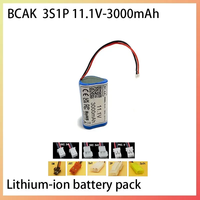 

BCAK 3S1P 11.1V 3000mAh Battery 18650 Lithium Battery Pack with 5A BMS for Bluetooth Speaker Backup Power Flashlight Fascia Gun