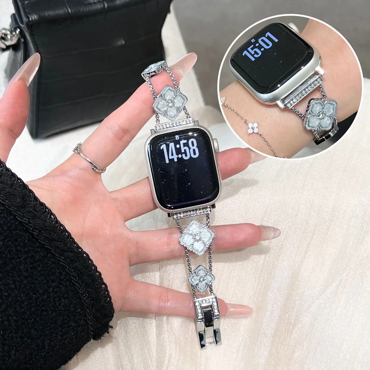 Fashion Droplet Metallarmband für Apple Watch 42 mm Armband S10 46 mm 44 mm 45 mm 38 mm 41 mm 40 mm Damenarmband für IWTach-Serie 9876543 – Detail 16