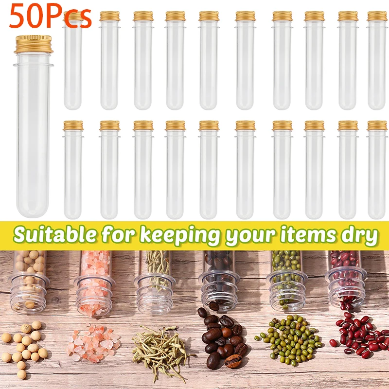

50Pcs 40ml Transparent Jars With Aluminium Screw Cap Empty Bottles Golden Lids Bottles Gift Vials Jars