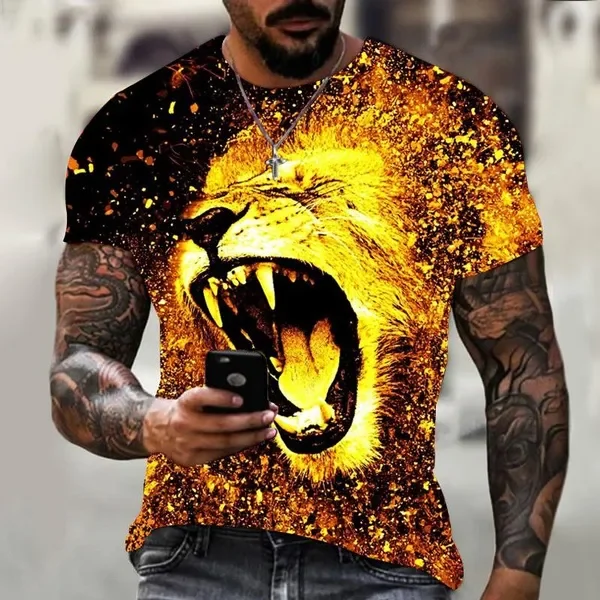 

Hot Sale New Angry Tiger T-shirt 3D Men's Animal Short-sleeved Tops Clothing
