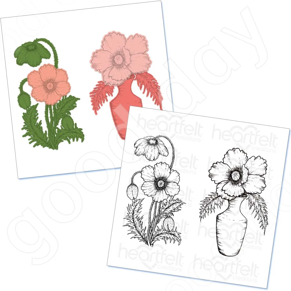 

2022 New Wild Poppy Bud Cutting Dies Stamps Scrapbook Diary Decoration Embossing Template Diy Greeting Card Handmade Hot Sale