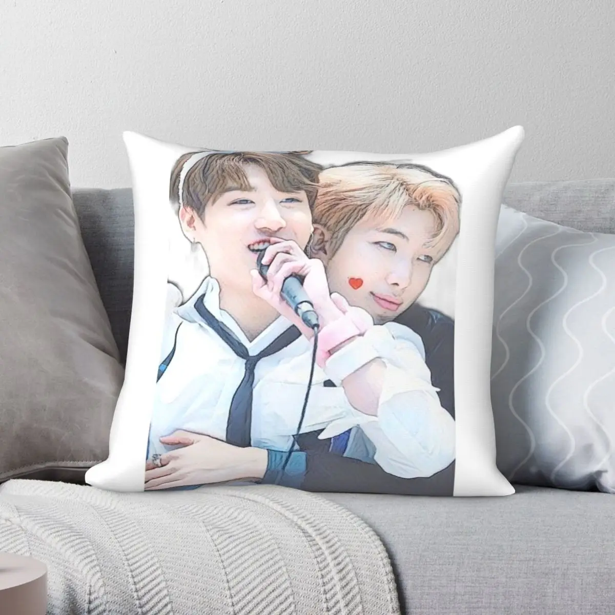 

Namkook A Pillowcase Polyester Linen Velvet Printed Zip Decor Throw Pillow Case Home Cushion Cover 45x45