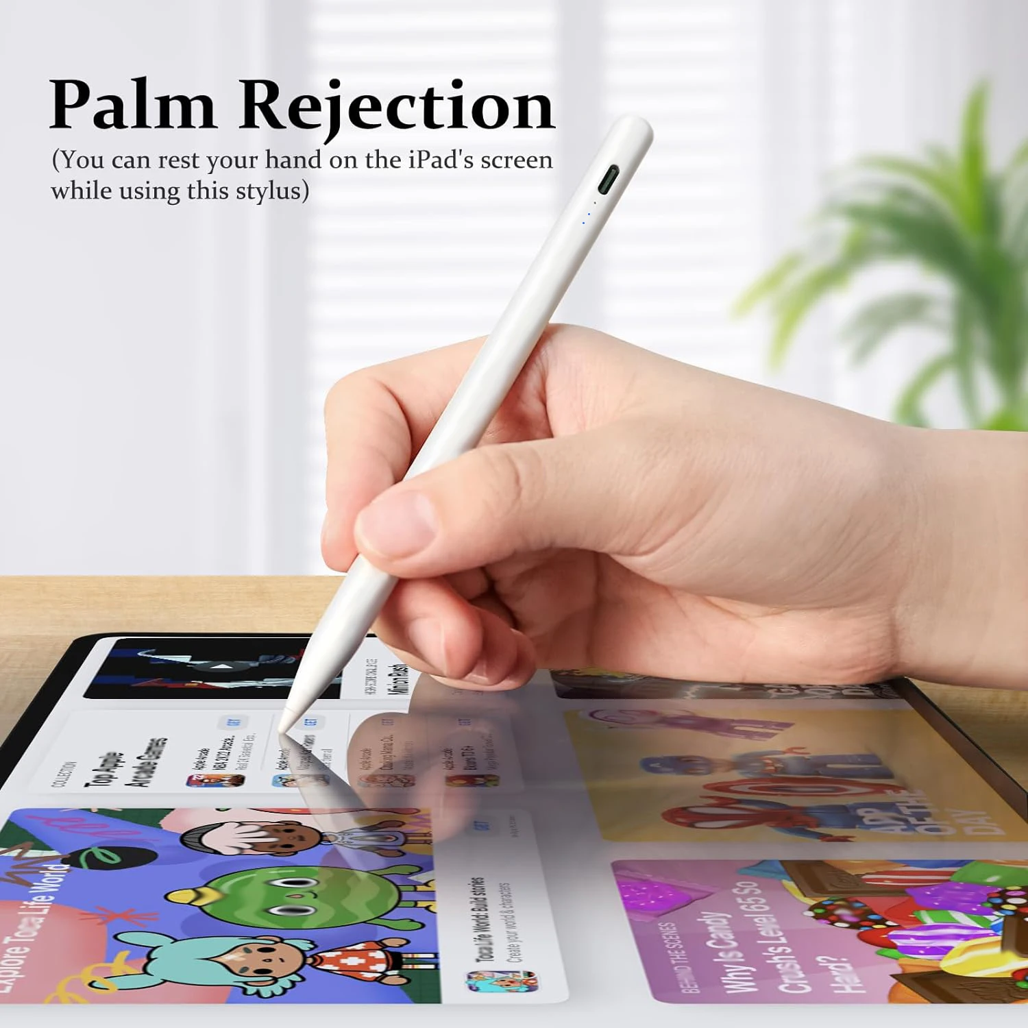 Penna Stilo Per IPad 2018-2025 – Matita Touch Con Ricarica USB-C, Rifiuto Palmo, Punta Sostituibile – Compatibile Con IPad Pro/Air/Mini – Bianca - 6