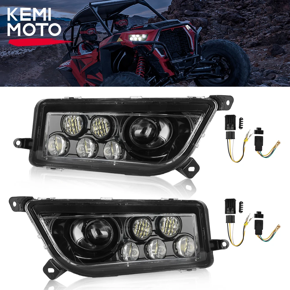 2PCS 6000K LED Front Headlight Compatible with Polaris RZR XP 1000/4 1000/XP Turbo /Turbo S /4 turbo RZR 900 /S 900 2014-2023 2pcs motorcycle headlight motorbike u5 led fog lamp front spot light drl spotlight driving daytime lights with on off switch