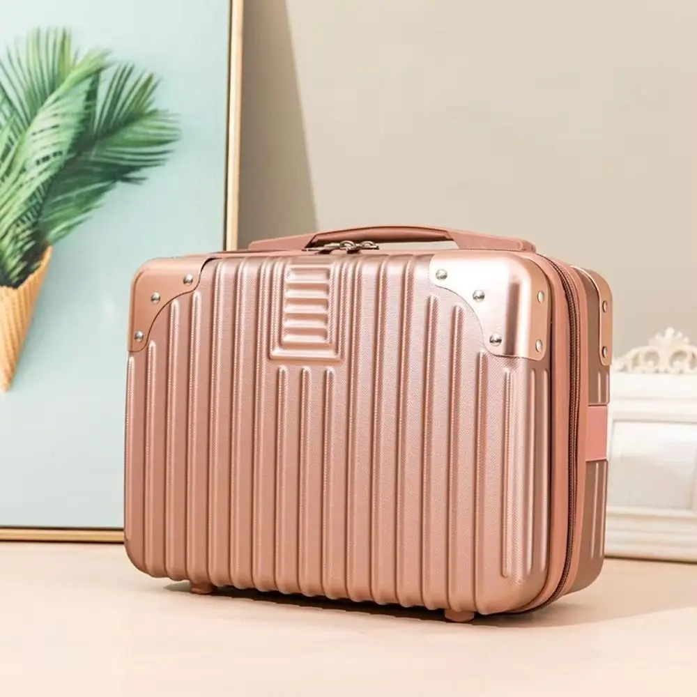Retro Makeup Travel Case Square Mini Handheld Suitcase With Strap_voghion.com