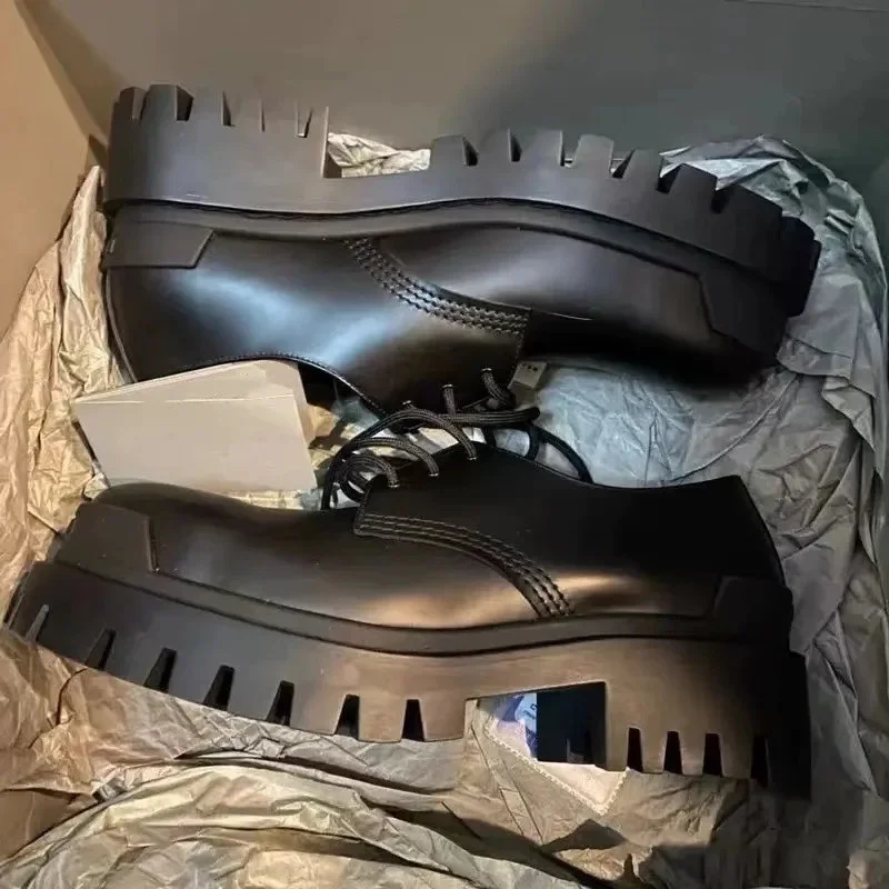 

New Vintage British Black Men Luxury Designer Shoes Spring Autumn Breathable Height Increasing Loafers Lace-up Shoes for Men