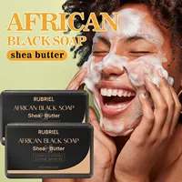 100g African Black Soap with Shea Butter Exfoliating Deep Cleansing Body Moisturizing Care Hand Made Soaps Skin Care Products 1