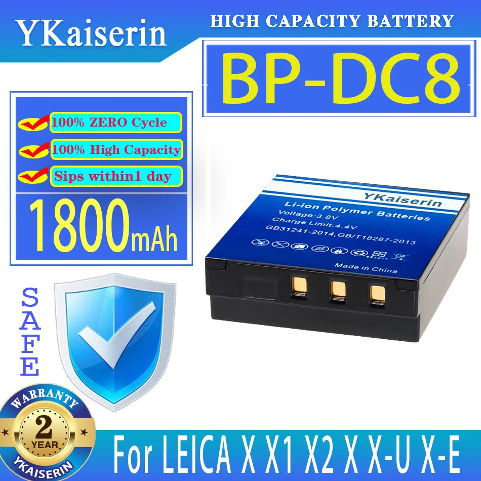 Ykaiserin Batteria Bp-Dc8 Bpdc8 1800Mah Per Leica X Vario X1 X2 Typ113 X-U Typ113 X-E Typ102 Typ107 Fotocamera Bateria