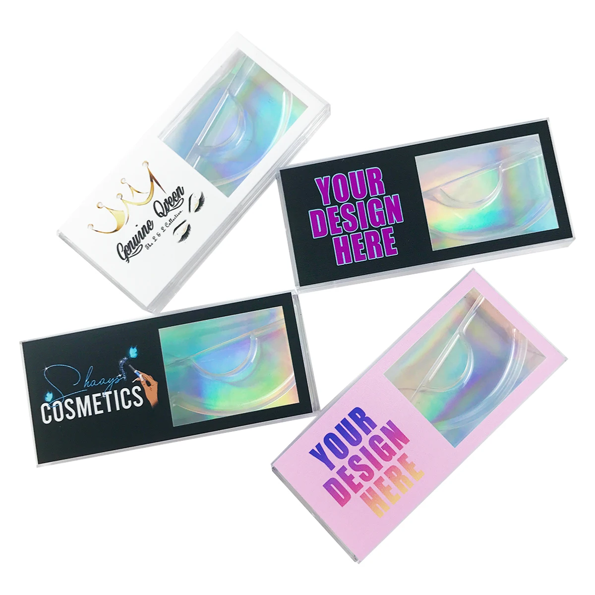 

Wholesale Eyelashes Box Case Empty Eyelashes Box Package Custom Logo Plastic Sliding Clear Box Natural Long Mink Lashes Box