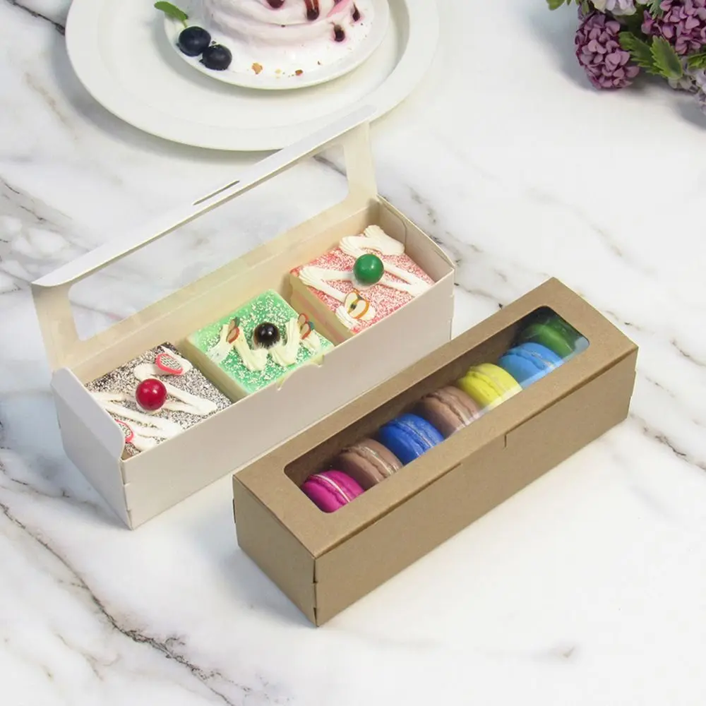 20 Stück DIY-Papierbox mit Fenster, Macaron-Geschenkbox, Kuchenverpackungsbox, Dessert, transparente Keksboxen für Hochzeit, Zuhause, Party – Detail 2