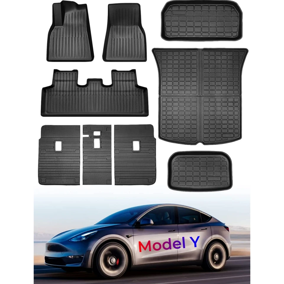 Model Y Floor Mats Trunk Mat For 5-Seater Tesla Model Y 2019-2023 TPE 3D All  Weather Anti-Slip Waterproof Custom Floor Liner - AliExpress