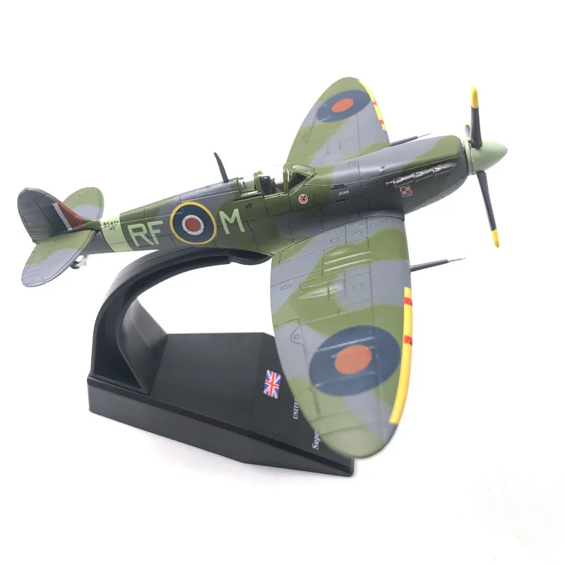 Maquette Spitfire 1:72 Avion RC Alliage - Modèle de Collection en vol simulé, avec train d'atterrissage rétracté.