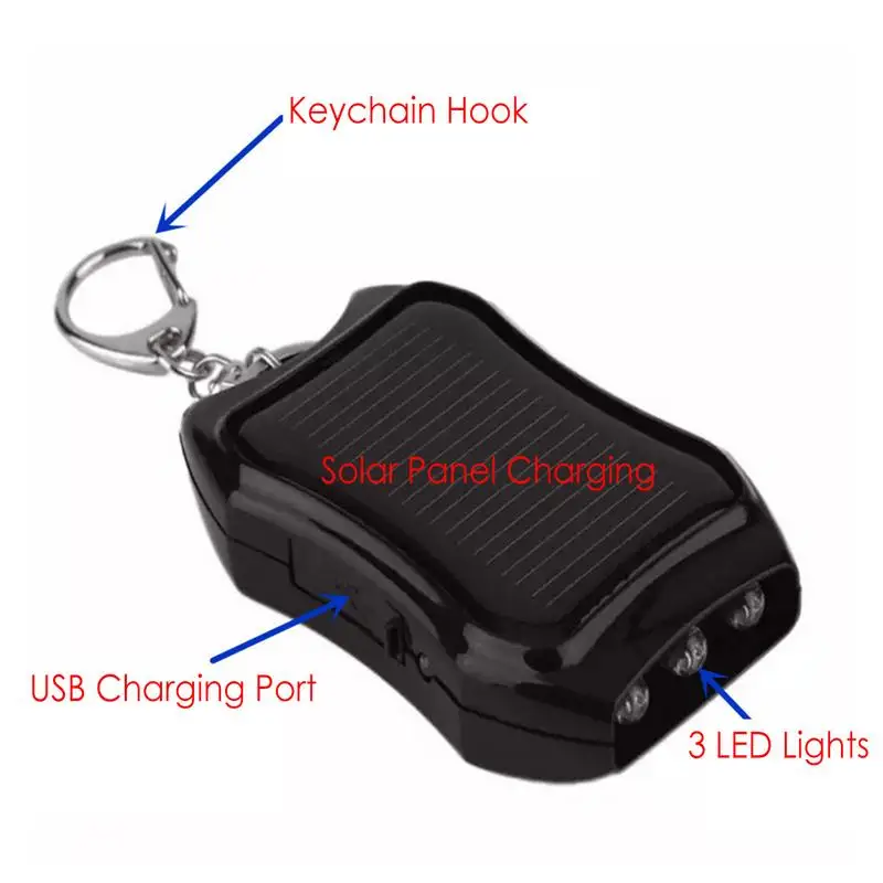 Solar Battery Charger 3 LED Flashlight Keychain Portable 1500amh Mobile Power Rechargeable Power Bank For Cellphone solar battery charger