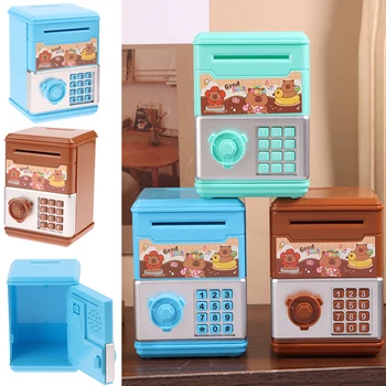 Creative Kapibala Savings Bank Mini Safe Coins Cash Saving Money Box Password Counter Code Lock Girl Heart Cute Toy ATM Kid Gift 1