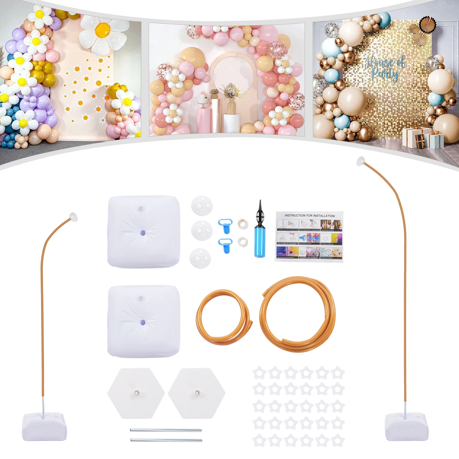 Weihnachtsdekorationen, Ballonbogen, flexibles Halterungsset (Halterung 1,5 m + Halterung 2,5 m + Zubehör), Ballonbogen-Set – Detail 1