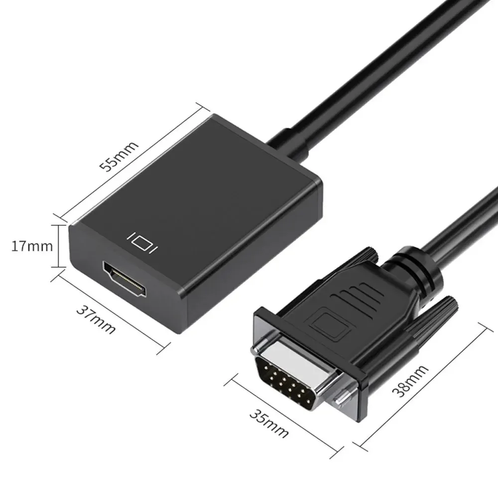 VGA to HDMI Converter Adapter 1080P VGA Male to HDMI Female Adapter Cable With 3.5mm Audio Output for PC Laptop HDTV Projector