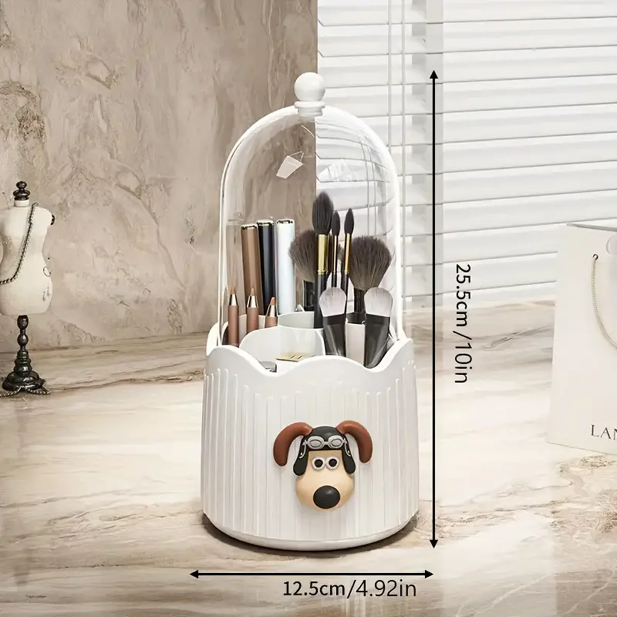 Dog Decor Makeup Brush Storage Bucketdegree Rotating Storage BucketTransparent Visual Storage BoxLarge-capacity Makeup Brush 5