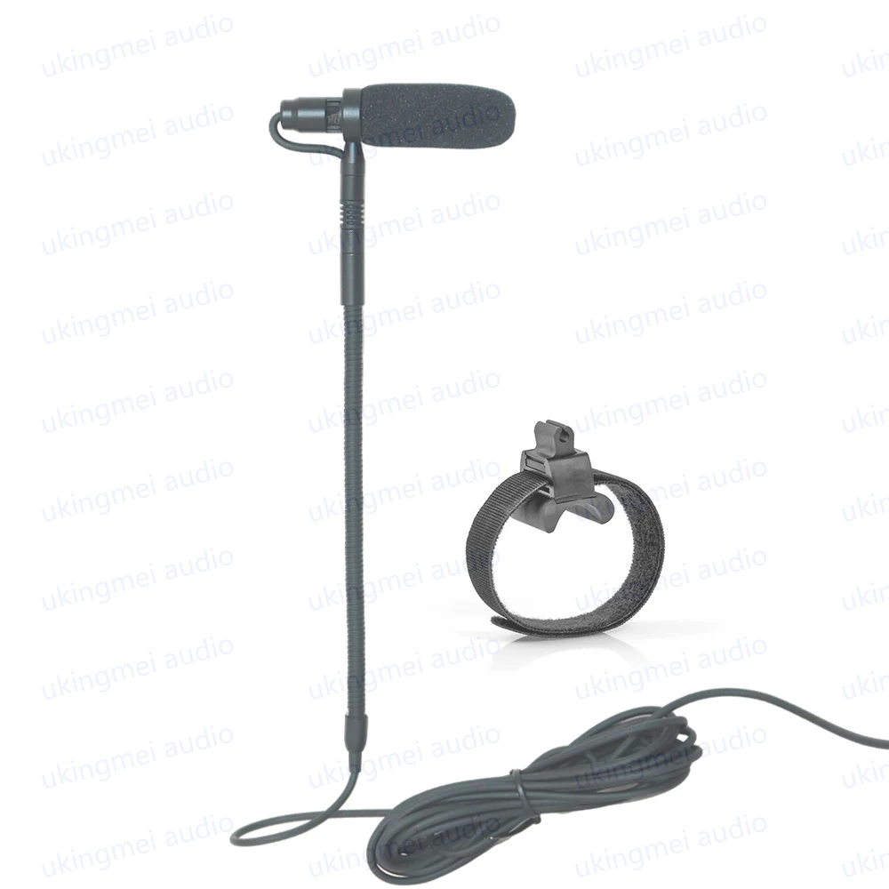 Shure 무선 시스템 용 플루트 클라리넷 클립 온 악기 마이크 48V 팬텀 전원 입력 유연한 구즈넥 마이크