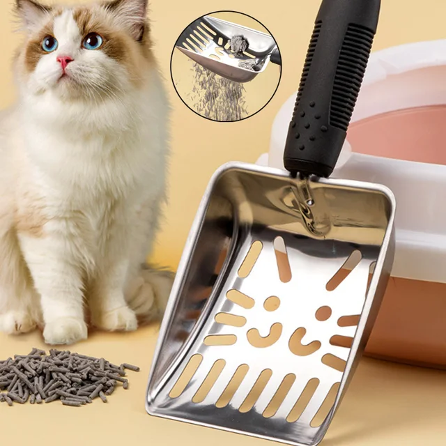 Stainless Steel Cat Litter Scoop Easy To Rust Washable Kitten Litter Scoop Cats Toilet Cleaning Shovel Tool