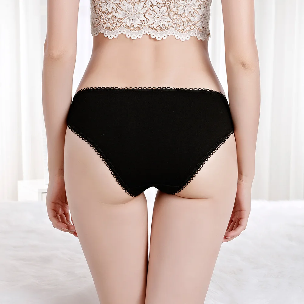 Sexy Panties for Women Cotton Soft Female Underwear Lace Briefs set Ladies Striped Bikini Intimates Lingerie 3Pcs/lot