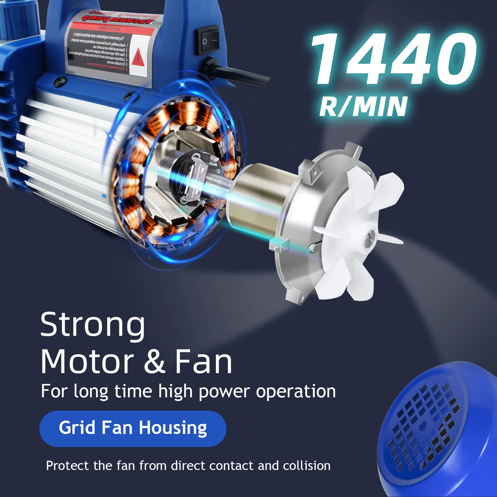 Bomba de vacío 5CFM, bomba de vacío HVAC de 2 etapas, bomba de vacío de  paletas rotativas de 1/2 HP, para refrigerante R12 R22 R134a R410a,  adecuada